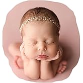 Zeroest Newborn Photography Props Baby Girl Photoshoots Pearl Headbands Infant Girl Photo Posing Beaded Headband Prop (Gold, One Size)