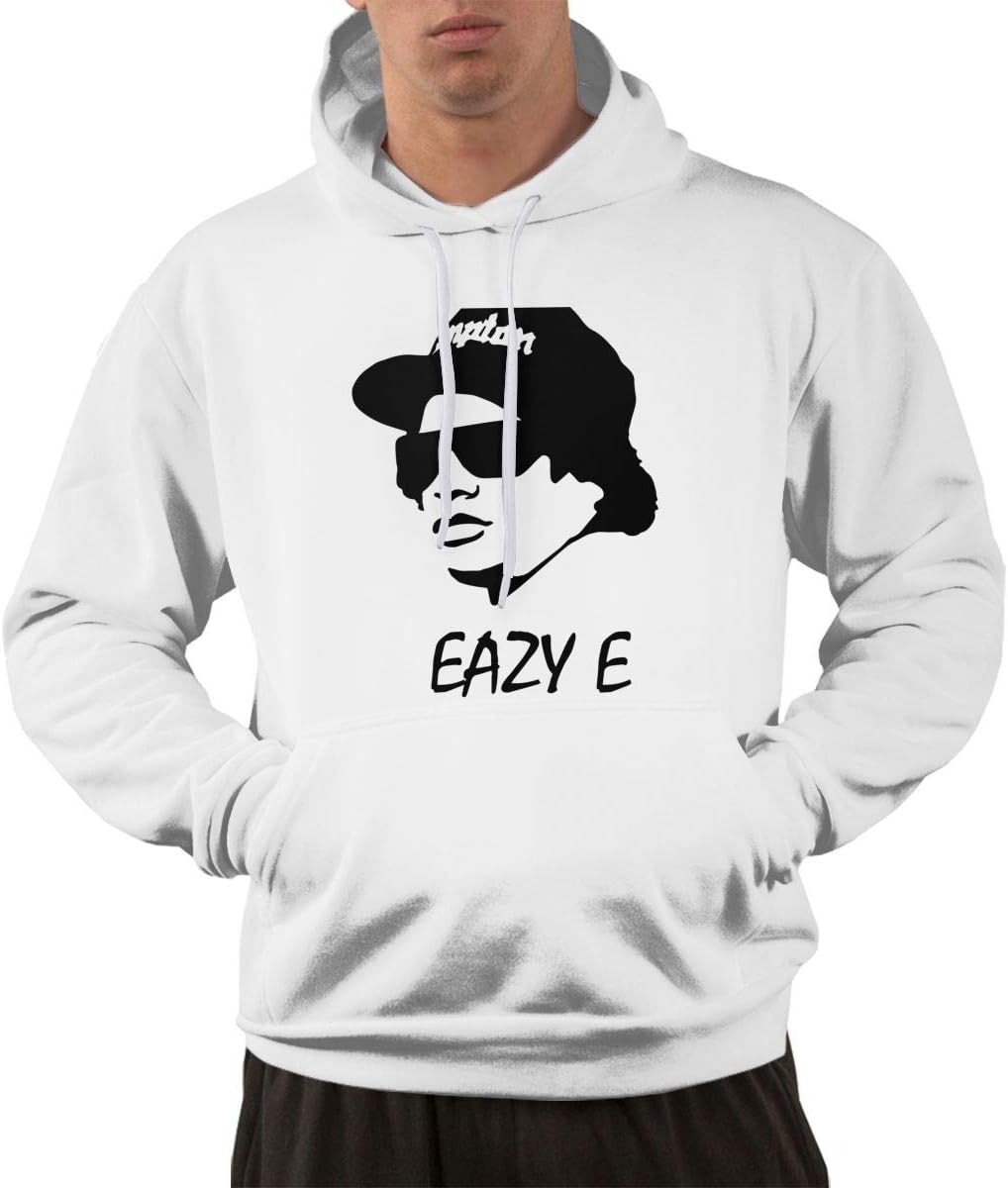 Starcl Mens Eazy E by Nuked Candy Classic Hoodie Sweatshirt Kangaroo White