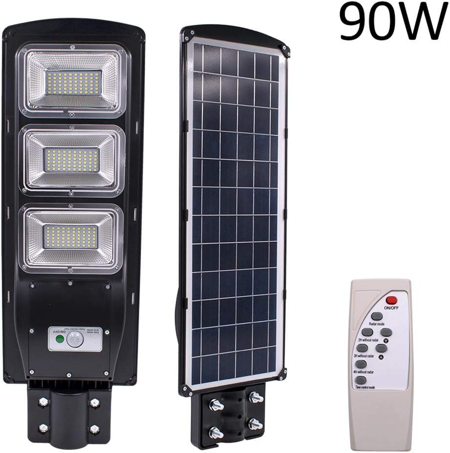 Afus Solar Street Lights Outdoor with Remote,30/60/90W LED Solar Street Light PIR Motion Sensor Wall Timing Lamp with Remote Control (90W)