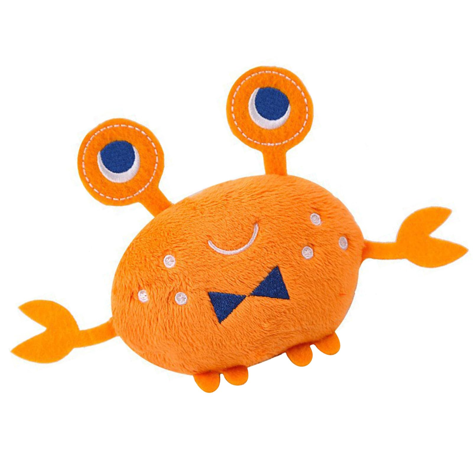 Pssopp Dog Squeaky Toys, Crab Shape Interactive Puppy Teething Toys for Puppy Small and Medium Dogs (Orange)
