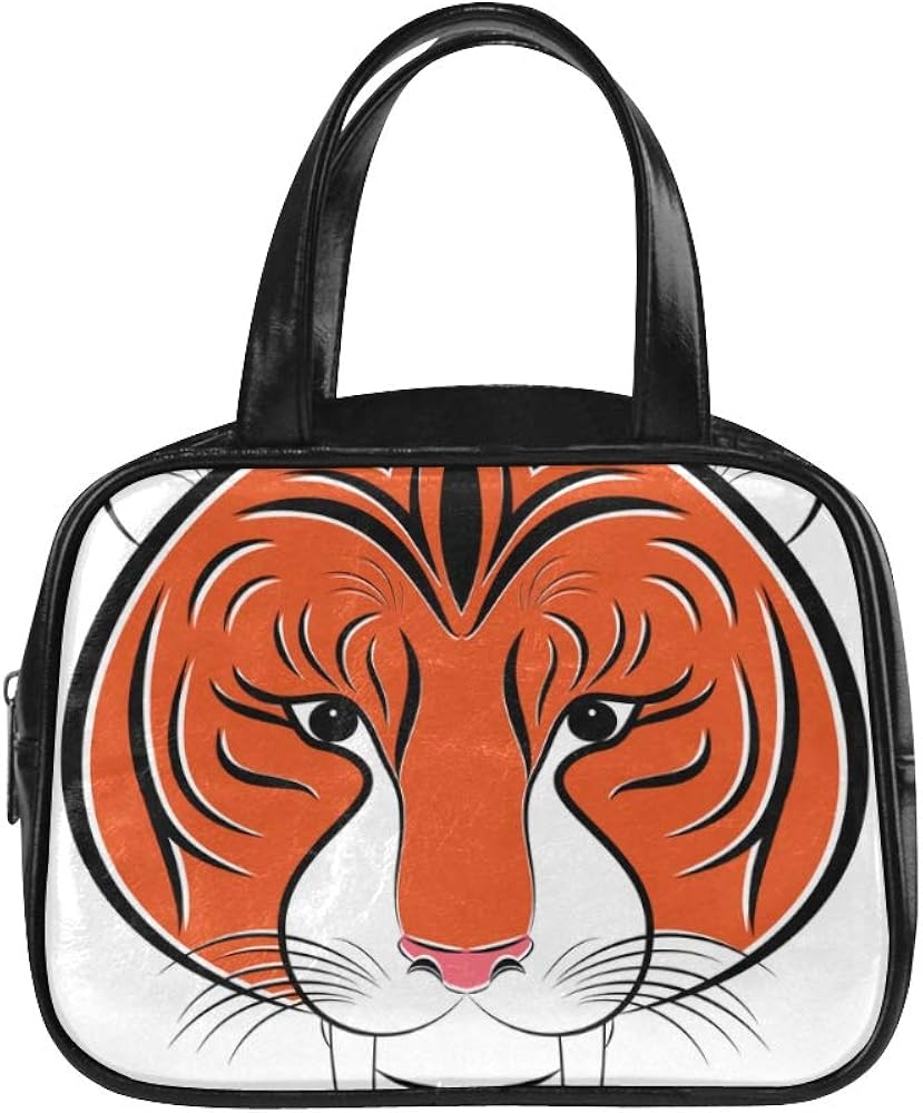 Girls Tote Bags Tiger With Geometric Composition Handbags