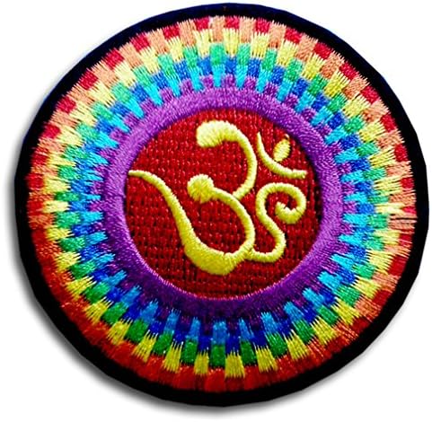 Aum Om Ohm Hindu Yoga Indian Lotus Lucky Sign Logo Hippie Retro Biker Jacket T-shirt Vest Patch Sew Iron on Embroidered Badge Custom
