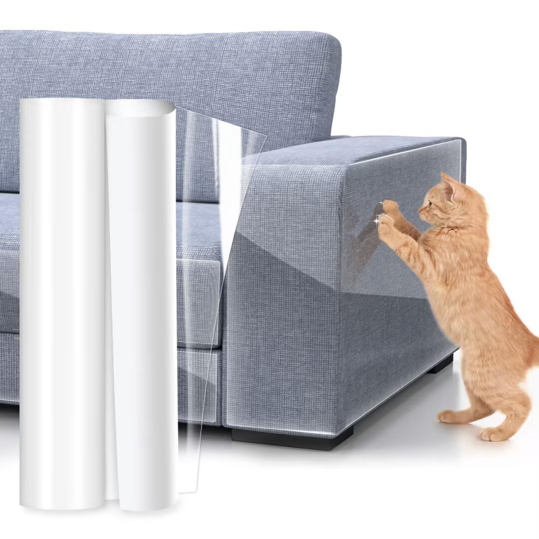 Uross Door Protector from Dog Scratching- 43CM X500CM Cat Scratch Furniture Protector, Dog Door Protector Scratch Guard, Transparent Self Anti-Scratch Cat Furniture Protector Tape for Window