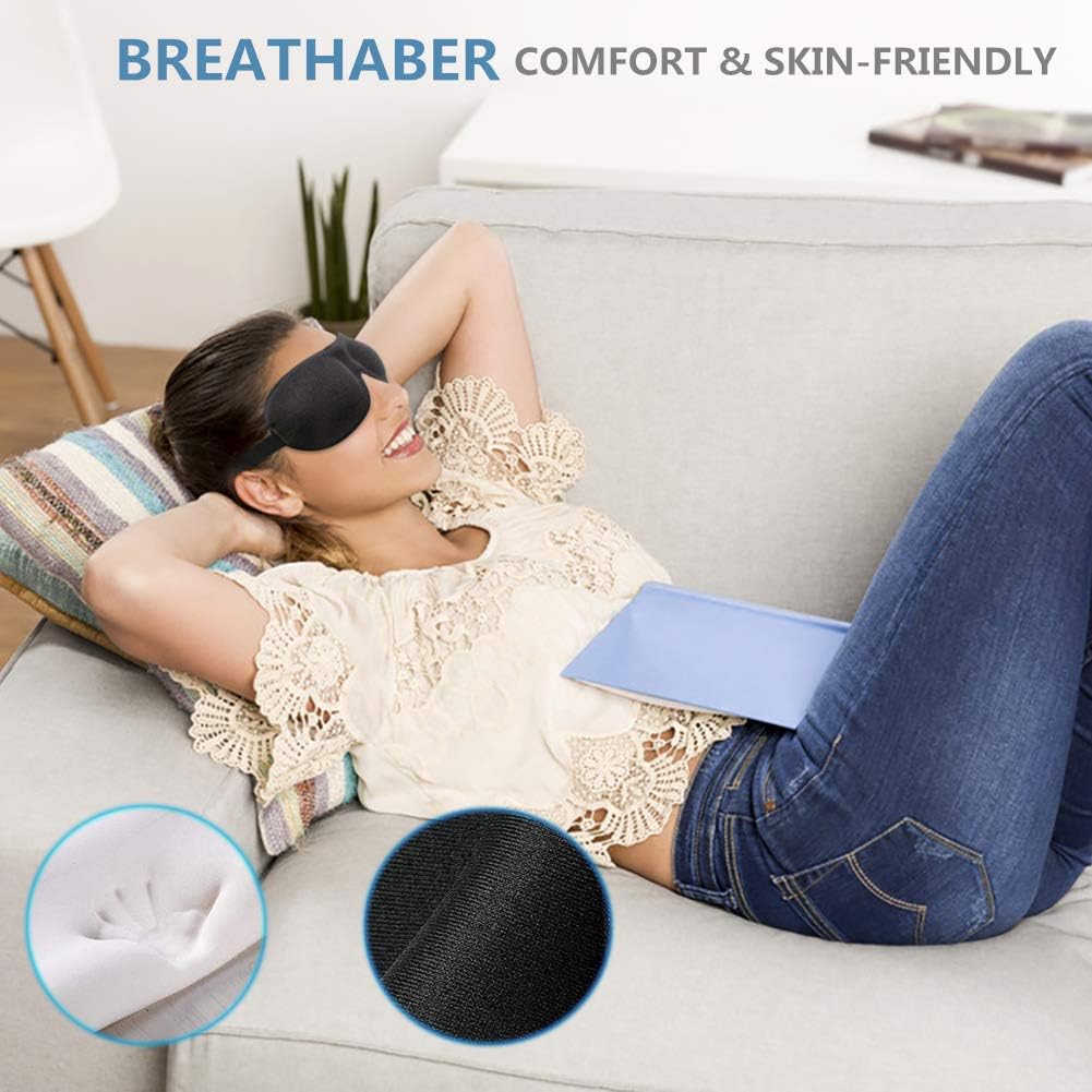 YIVIEW Sleep Mask Pack of 3, Lightweight & Comfortable Super Soft Adjustable 3D Contoured Eye Mask for Sleeping, Travel, Shift Work, Naps, Night Blindfold Eyeshade for Men Women, Black/Blue/Purple: Health & Personal Care
