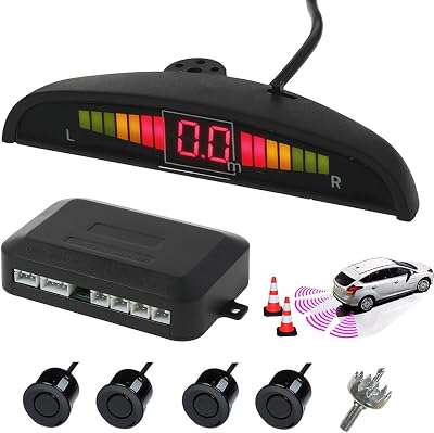 AUTOUTLET Parking Sensors 4 Kit Buzzer Alarm LED Display 12V Car Rear Reversing
