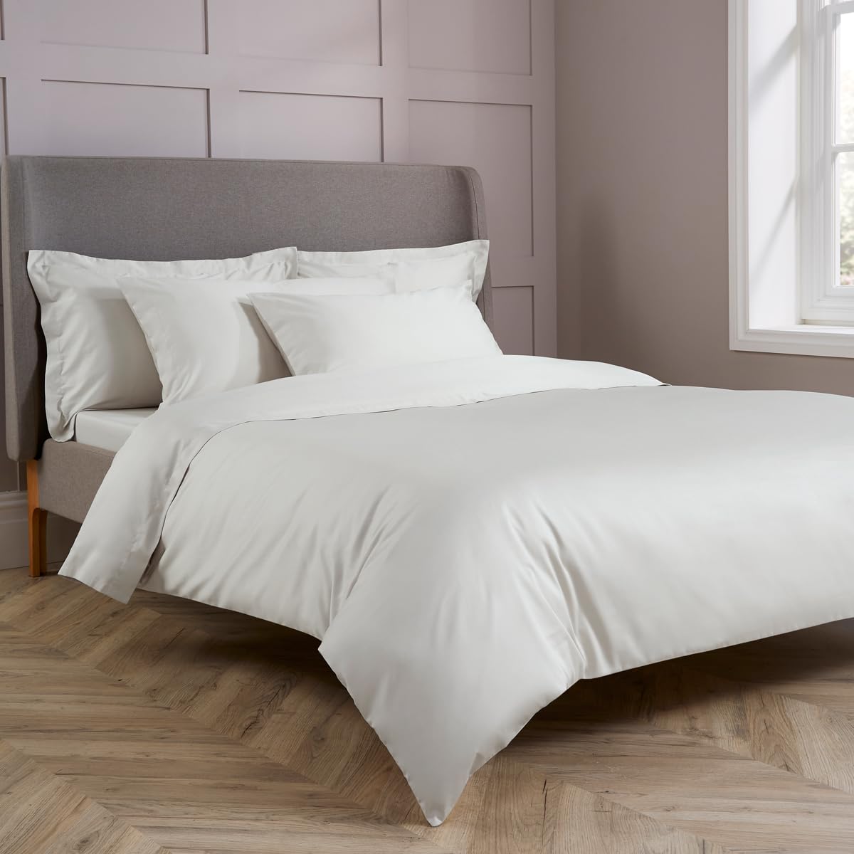 Christy 400TC Double Duvet Cover Set | Ivory | 100% Cotton | Silky Smooth and Soft Bed Linen | Luxury 400 Thread Count Double Quilt Cover Set — image 1