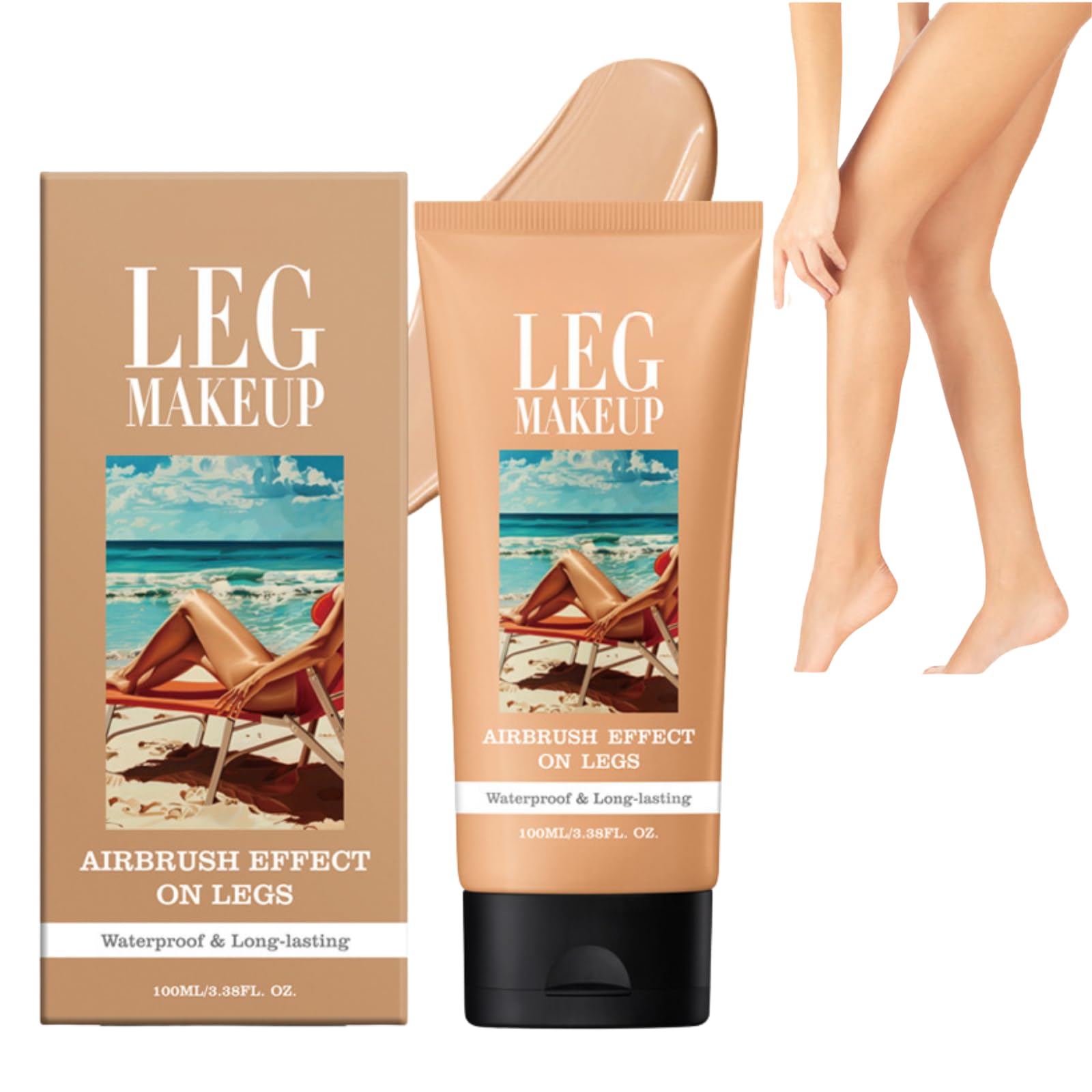 Full Coverage Waterproof Leg Makeup to Cover Veins, Body Concealer for Mature Skin, Smooth Tone Long Lasting Body Scar Cover Up (#02)