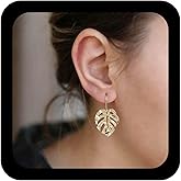 Andelaisi Boho Palm Leaf Dangle Earrings Vintage Tropical Palm Leaf Earrings Gold Maple Leaves Drop Earrings Minimalist Plant Leaves Hook Earrings Jewelry for Women