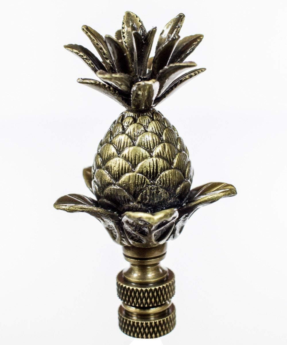 Blooming Pineapple Lamp Finial Antique Brass Metal 3"h