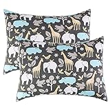 IBraFashion Toddler Pillowcases for Boys and Girls 14x19 For 13x18, 12x16 Pillow 100% Cotton Animals in the Jungle Printings Set of 2