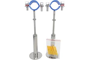 NOVSINO Stainless Steel Wall Mount Ceiling Mount Pipe Supports, Adjustable Pipe Bracket Clamp Pipe Strap for Dia 1-1/4 Inch Pipe Tube Extended Type, Set of 2