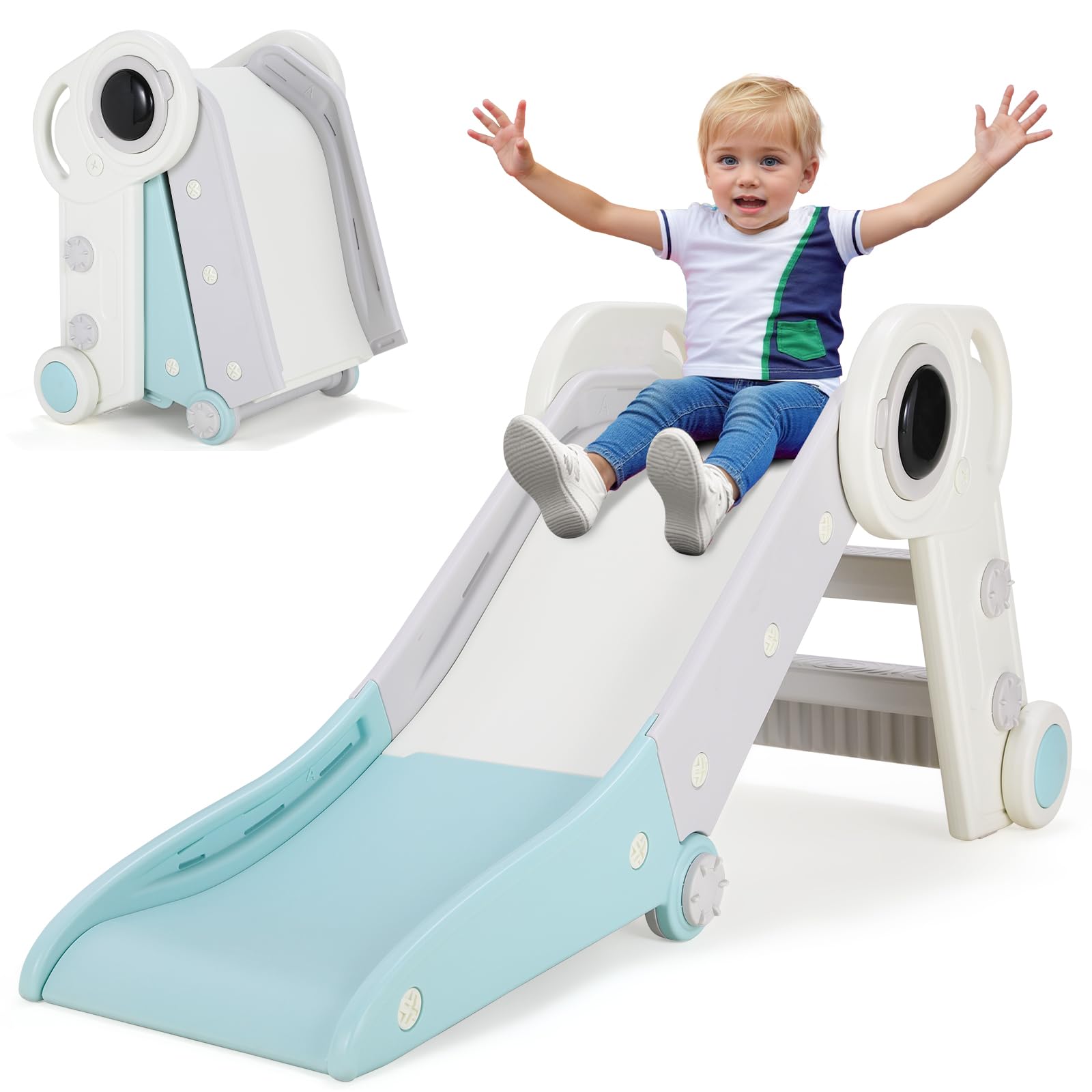 Arlopu Folding Toddler Slide with Climber, Indoor