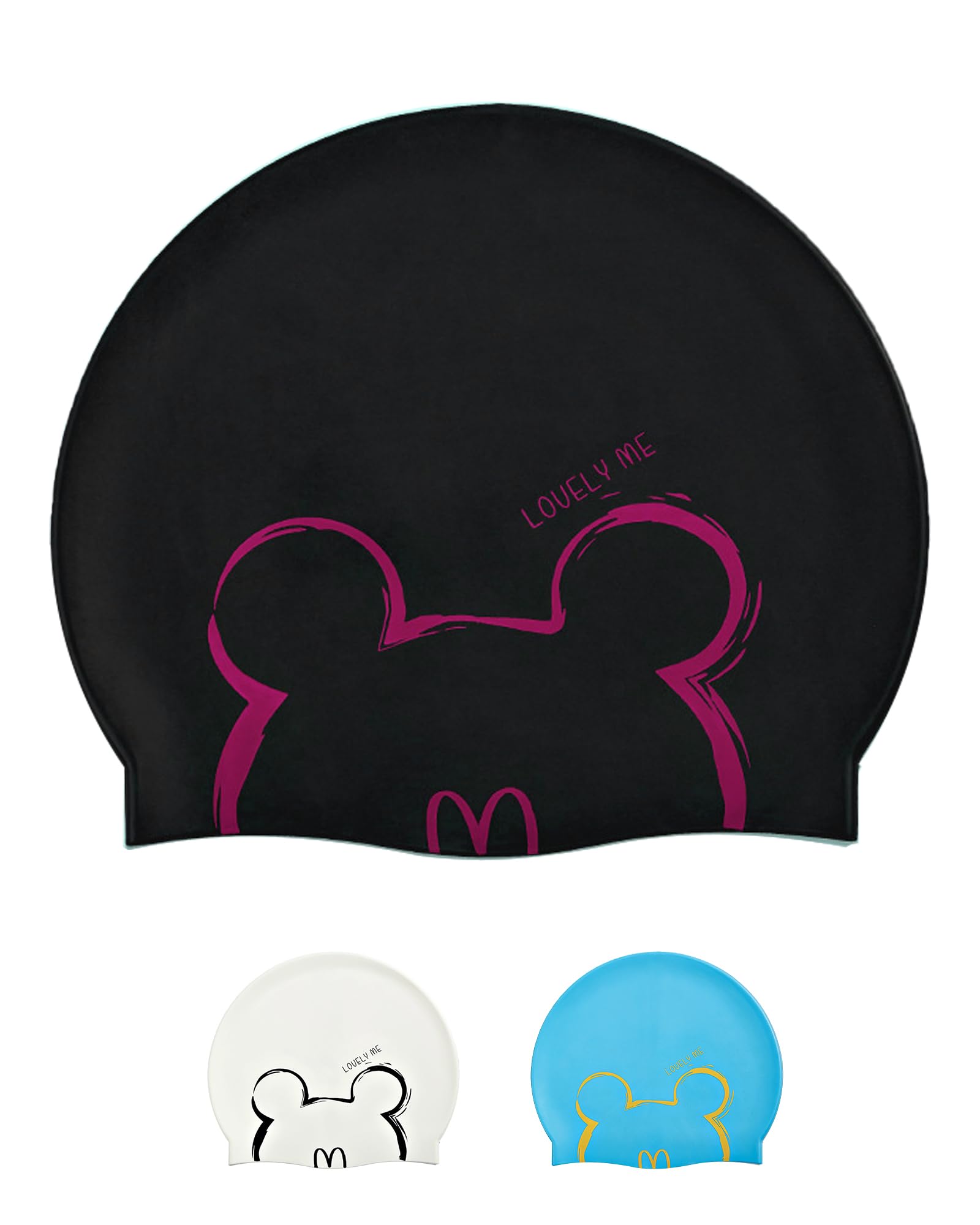 Kids Swimming Cap 6-14 - Silicone Swim Cap for Kids Juniors Teenagers 6-14 Years (Black)