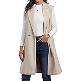 IDEALSANXUN Womens Long Vest Fall Winter Wool Sleeveless Blazer Jackets Waistcoat Coats