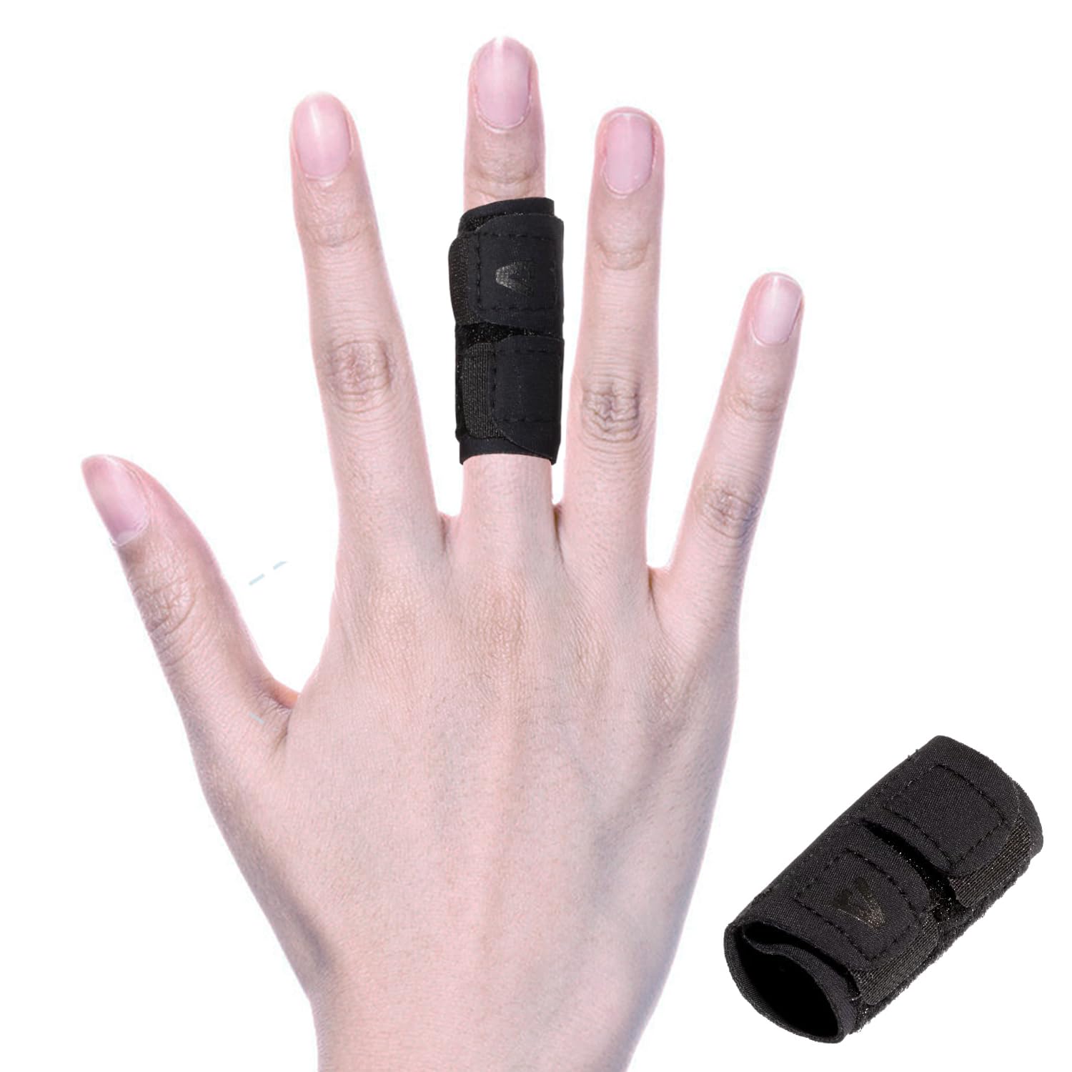 Mezeic Elastic Finger Sleeves Finger Splint Support Thumb Brace Protector Relieve Pain for Arthritis, Triggger Finger, Reusable Finger Tapes for Basketball, Tennis, Baseball, Volleyball, Badminton - M