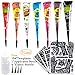 7Color Temporary Tattoo India Henna Kit Tattoo Paste Cone Body Art Painting Drawing with Free 104 pcs Tattoo Templates, 1 x Applicator Bottle and 4 x Plastic Nozzle by YLIANG