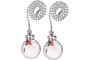 PENCK Ceiling Fan Chain Extenders Decorative Light Pull Chains Ornament 12 inches Pullchain Gorgeous Hanging Pendants Crystal Glass with Red Flower Ball Pull Chain, Pack of 2