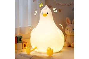 Auxmir Cute Chick Night Light, Rechargeable LED Night Lamp with 7 Color Modes & 3 Level Brightness, Silicone Sleep Touch Nigh