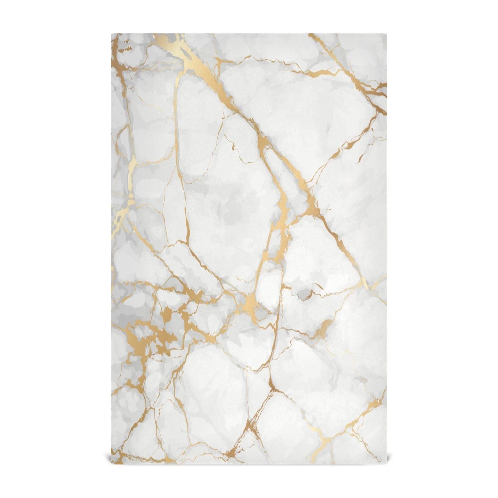 JUMBEAR Beautiful White And Gold Marble Texture Kitchen Dish Towel Soft Absorbent Dishcloths Reusable Hand Towel Tea Towels and Table Decoration Towels 28 x 18 Inch 6Pack