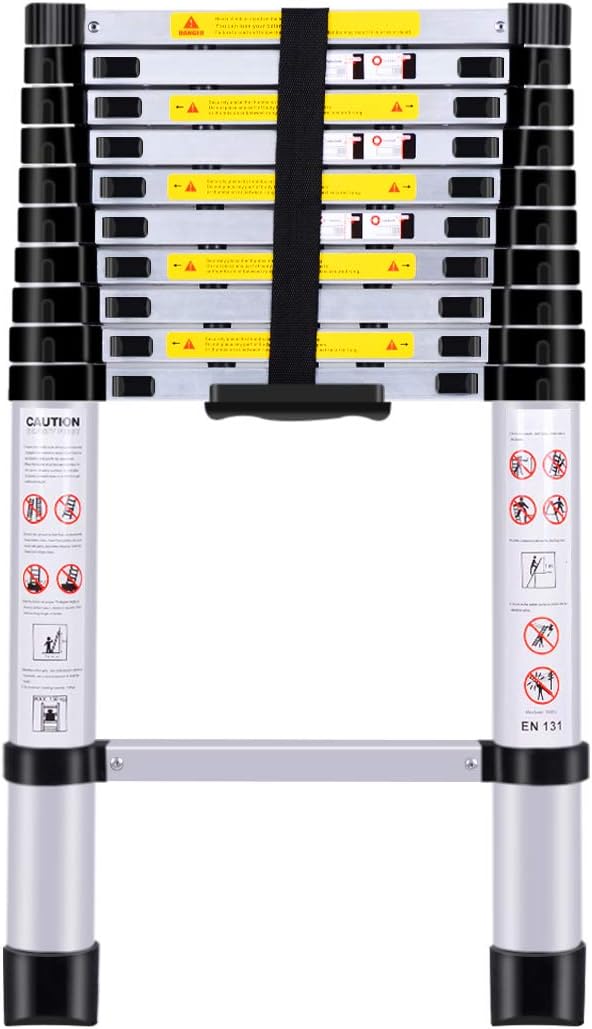 Telescoping Ladders，EN131Standards Multi-Purpose Folding Aluminum Extension Ladder(10.5Ft/3.2M) - - 
