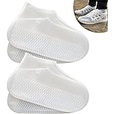 LSDWL Waterproof Shoe Covers 2 Pairs,Rain Shoe Covers Reusable Silicone Non Slip Shoe Covers for Outdoor,Rain Shoe Covers for Women and Men (Clear, Large)