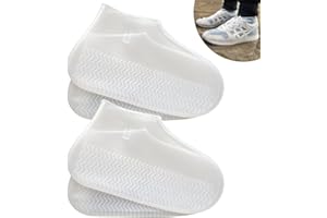 LSDWL Waterproof Shoe Covers 2 Pairs,Rain Shoe Covers Reusable Silicone Non Slip Shoe Covers for Outdoor,Rain Shoe Covers for Women and Men (Clear, X-Large)