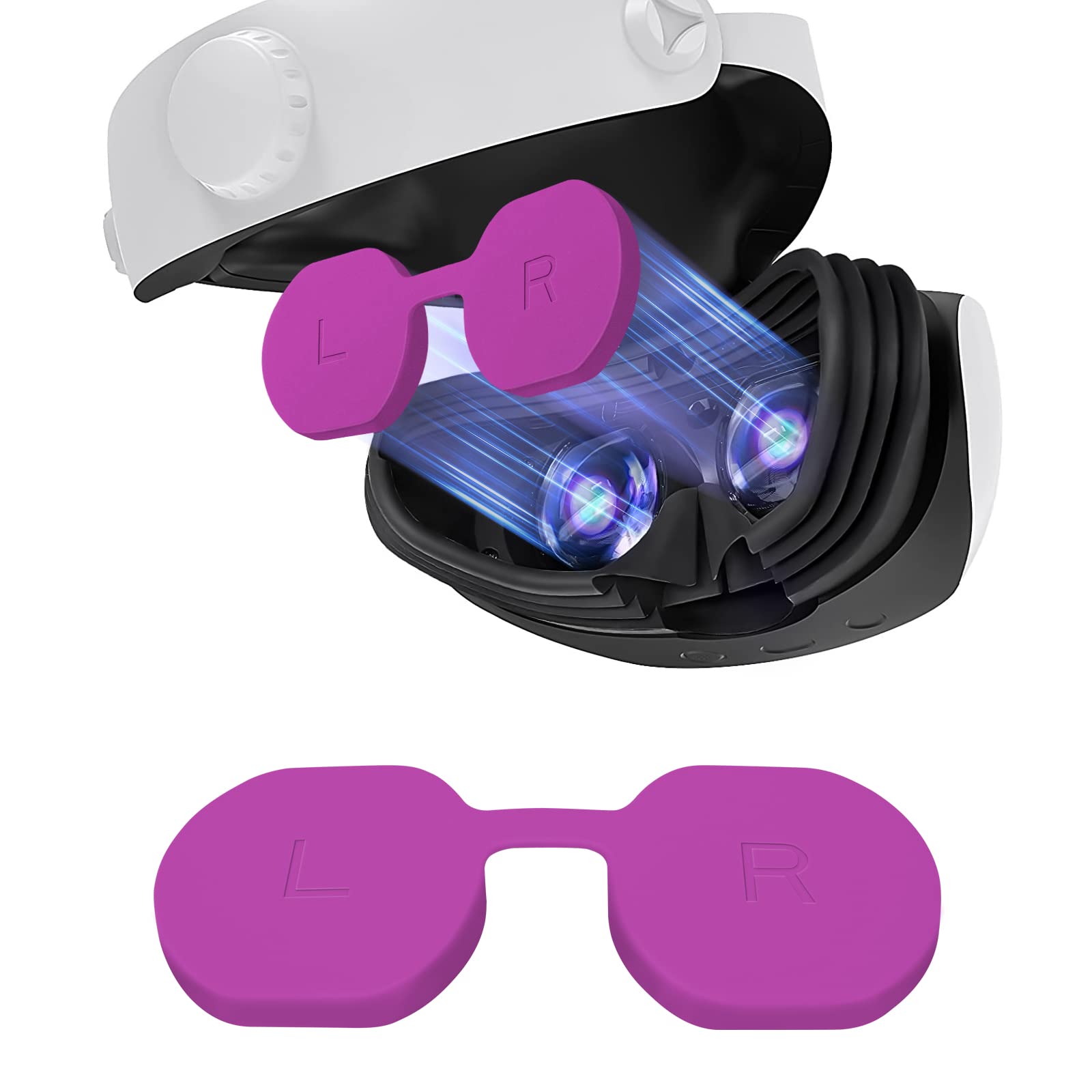 VR Silicone Lens Protector Cover for PS VR2 Accessories, Soft Anti-Scratch&Dust Proof Lens Cap Washable Lightweight Protective Case Compatible for PS VR2 Headset -Purple
