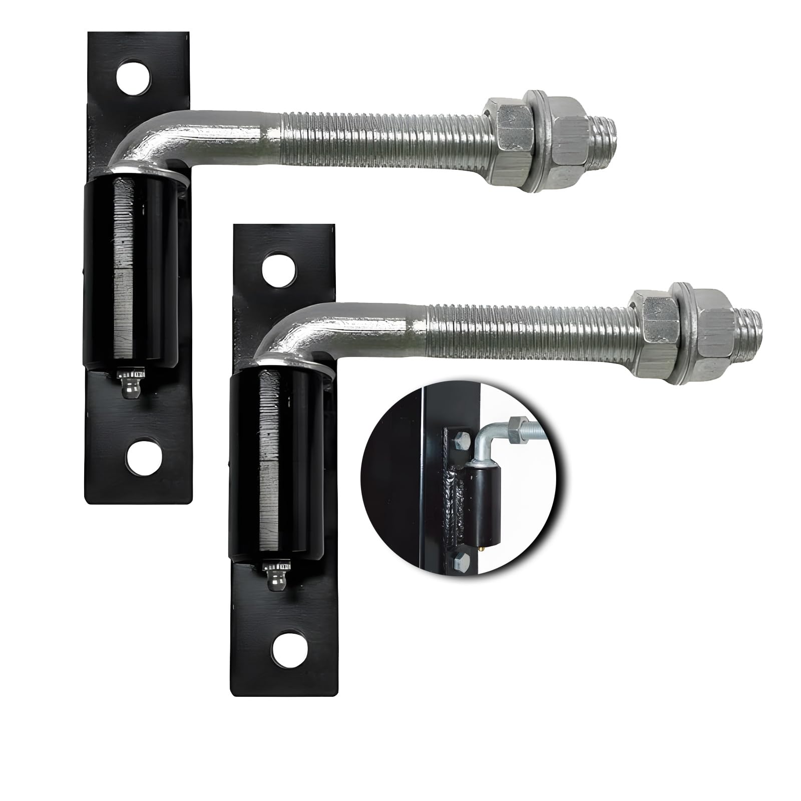 Photo 1 of 2 Pack Steel J-Bolt Hinge with Plate for Doors Gates,Heavy-Duty Welded Hinge,Heavy-Duty Driveway Gates for Welding on Larger Iron or Steel Gates(Silver,A-5/8)