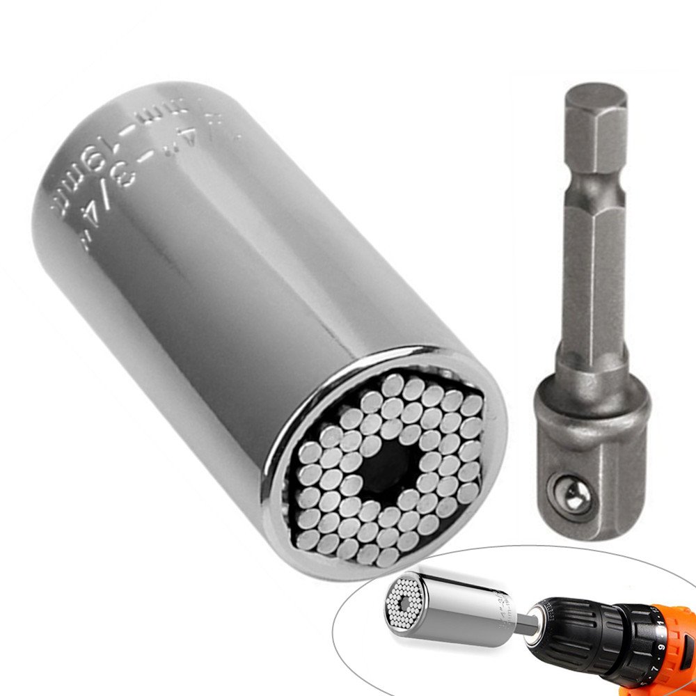 Universal Socket 7mm 19mm Ratchet Set Metric Wrench Drill Adapter