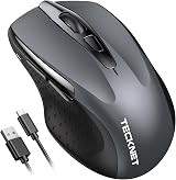 TECKNET Bluetooth Mouse Wireless Silent 4800DPI Tri-Mode 2.4G BT 5.0/3.0 Gray