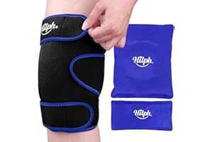 Hilph Knee Ice Pack Wrap for Replacement Surgery and Meniscus Tear, Reusable Hot Cold Compression Knee Wrap with 2 Gel Cold P