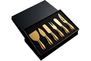 6-Piece Gold Cheese Knife Set Stainless Steel Cheese Cutter Fork Slicer Spreaders Tool