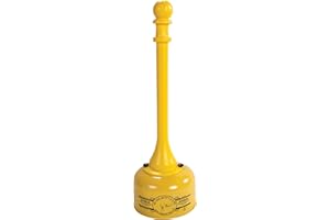 Eagle 1202 Galvanized Steel Poly Tube Cigarette Butt Receptacle, 2-1/2 Gallon Capacity, 35" Height, 11" Diameter, Yellow