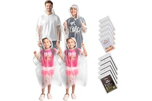Homljie Family Pack Disposable Rain Ponchos: Waterproof, Reusable, Lightweight for Adults & Kids