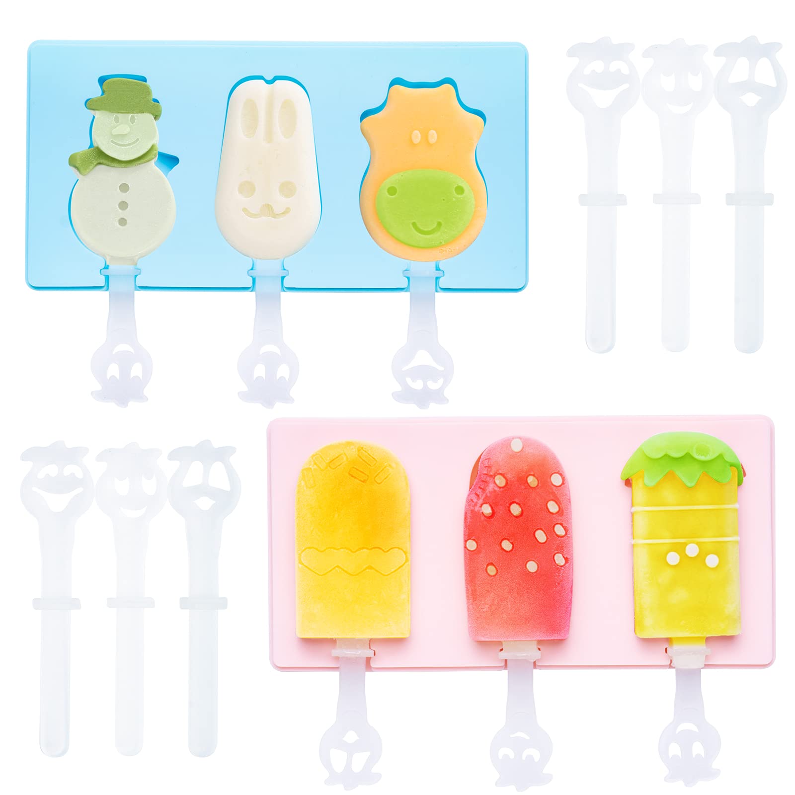 Qoosea Popsicle Molds (2 Pack) Reusable Silicone Ice Pop Mould Food Grade Ice Lolly Molds with Lid Ice Cream Mould DIY Popsicle Maker for Frozen Dessert Chocolate Cake Popsicle