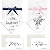 Sherr Wedding Handkerchiefs Mother of the Bride, Father of the Bride Gifts from Daughter Son, Wedding Day Card Wedding Gifts
