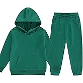 DHSPKN Girls Boys 2 Piece Tracksuit Athletic Sweatsuits Sets Hooded Sweatshirt and Jogger Sweatpants Clothing Sets for Kids