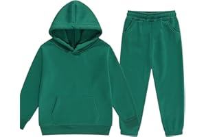 DHSPKN Girls Boys 2 Piece Tracksuit Athletic Sweatsuits Sets Hooded Sweatshirt and Jogger Sweatpants Clothing Sets for Kids