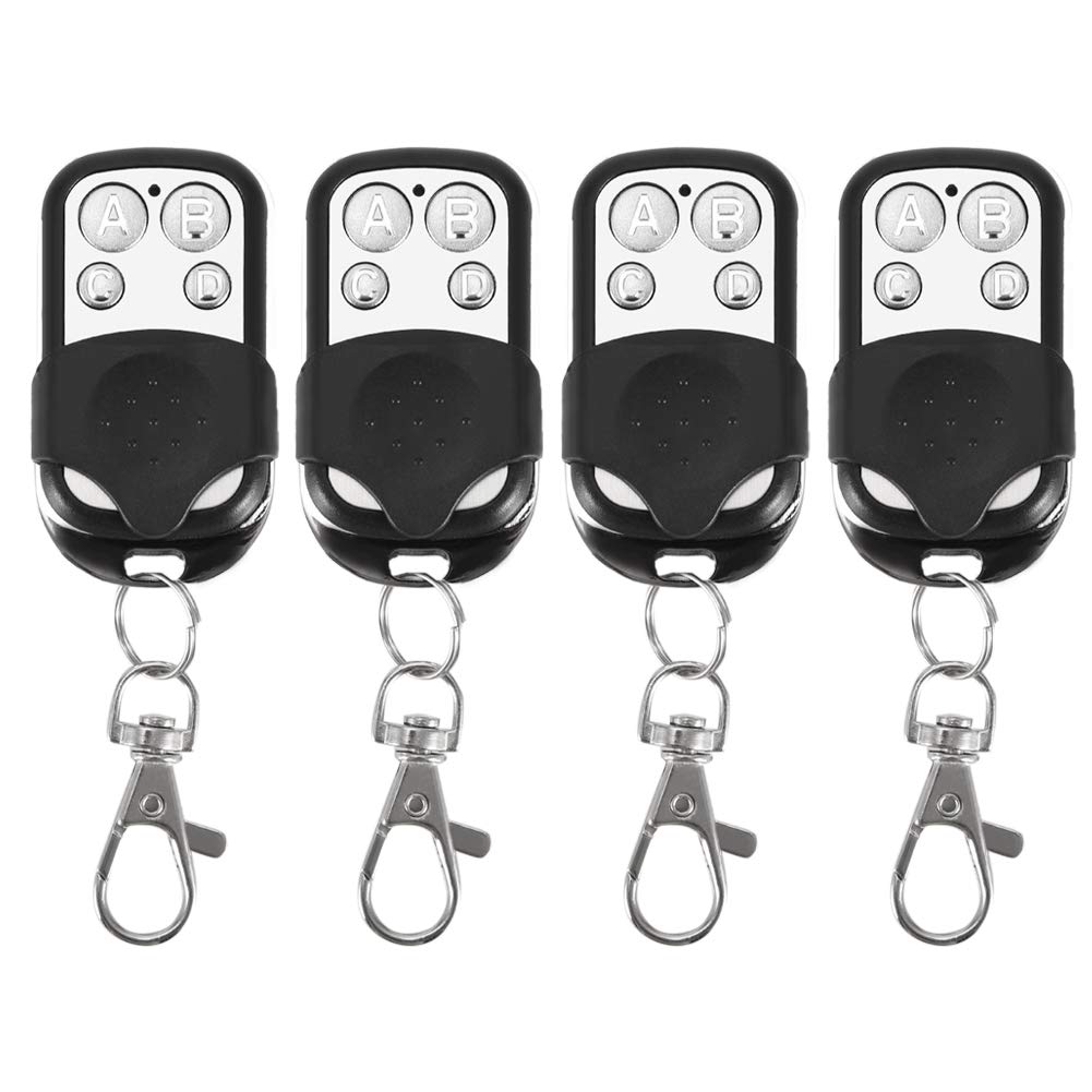 Remote Control Key Fob, 4pcs Universal Plastic Cloning Wireless Remote Control Key Fob for Car Garage Door Gate 433mhz