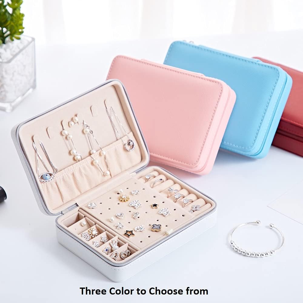 Sky Blue Color Medium Jewelry Organizer Box for Travel for Home Use Jewelry Storage Case Premium PU Leather Exterior and Soft Touch Velvet Interior Perfect Jewelry Gift Box for Women for Gilrs Box Size 6.54〞(W)4.72〞(D)1.97〞(H): Home Improvement