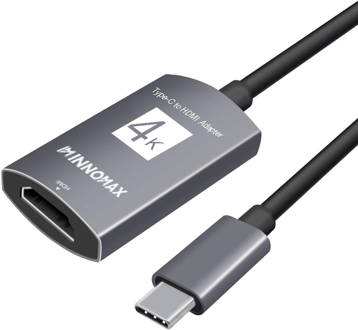 INNOMAX USB-C/Thunderbolt 3 to High Resolution (4K, 60Hz) HDMI Adapter for iPad Pro/MacBook Air 2019/2018, MacBook Pro 2019/2018/2017/2016, S9/S8, Surface Book 2, Other USB -C Devices-Gray