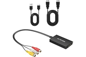 HDMI to AV Video Converter with USB Cable - HDMI 1080P to RCA Composite Adapter, Plug-and-Play and Compatible with HDTV/Monit