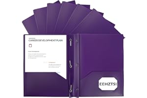 EEHZTSI 12-Pack Plastic Folders with Pockets and Prongs,2-Pocket Folders with 3 Fasteners, Poly Folders Holds 8-1/2" x 11" Paper for School/Office/Home, Purple