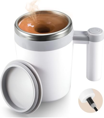 FOVNOT Self-Stirring Mug - 360ml Electric Ceramic Cup With Magnetic Stir Bar For Coffee & Protein Shakes - View #3