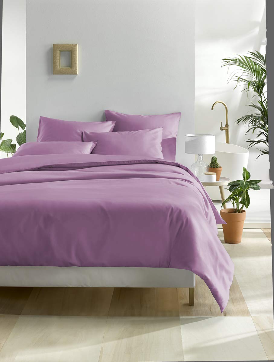 De Witte Lietaer Olivia Quality Satin Fitted Sheet - Preigned Cotton, Cotton, Lilas/Smoky G, 200x200