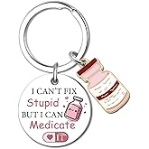 OWIGIU Pharmacy Technician Gifts Pharmacist Keychain Pharmacist Gifts for Women Pharmacy Technician Accessories I Can't Fix Stupid But I Can Medicate It
