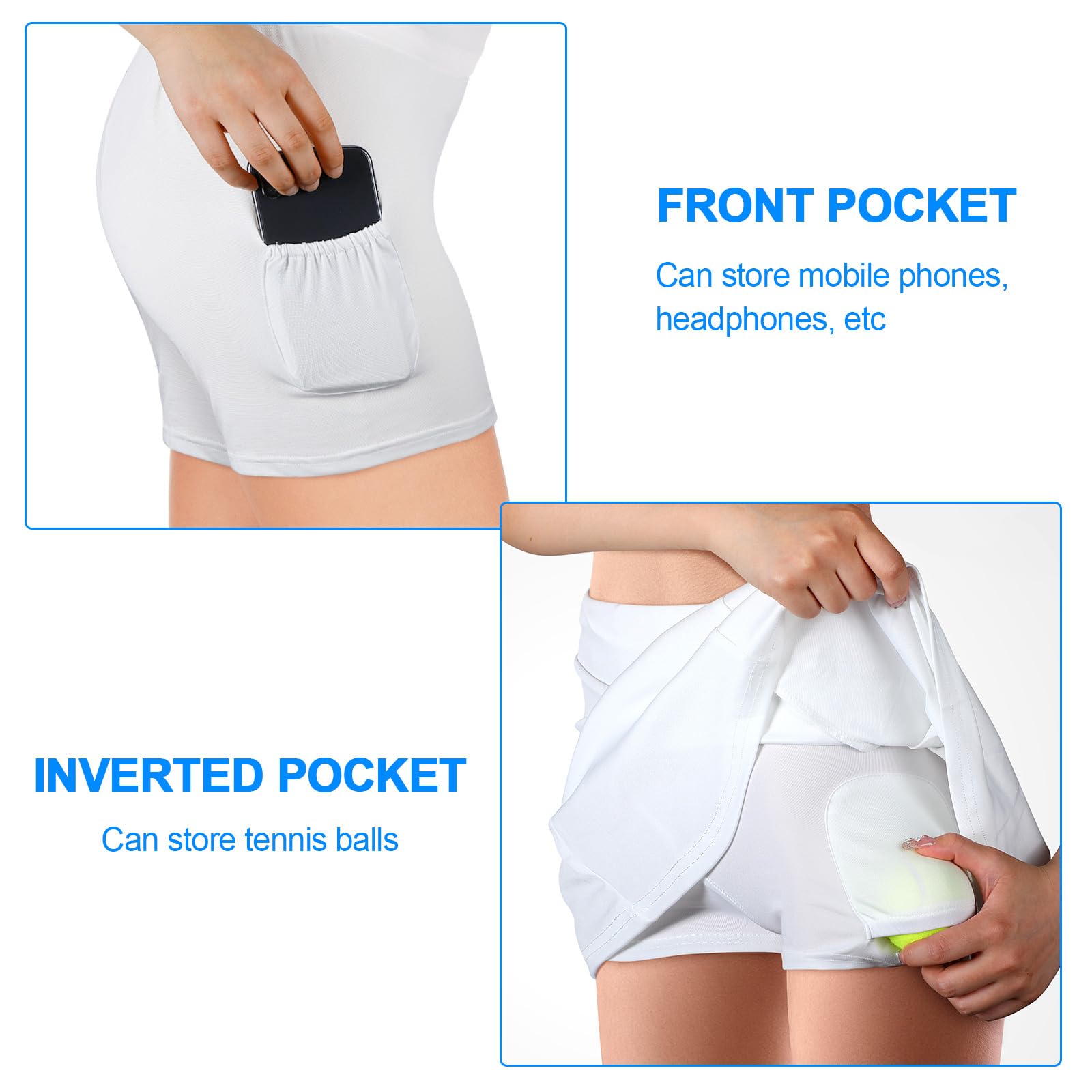 Condition photo showing As Is for eurzom 2 pieces tennis under shorts with ball pockets yoga workout women's shorts black white for wo