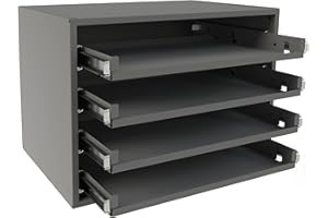 Durham 307B-95 Gray Cold Rolled Steel Bearing Rack for 4 Small Metal Compartment Boxes, 15-9/16" Width x 11-5/16" Height x 11-7/8" Depth