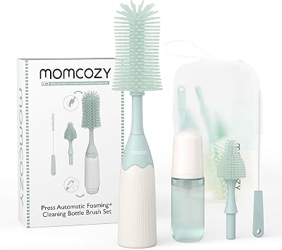 Momcozy Innovative Baby Bottle Brush Set Press-to-Foam 2 Heads Silicon