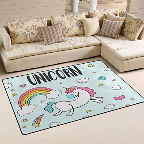THUNANA Unicorn Clound Stars Pattern Soft Indoor Outdoor Area Rug Rugs Home Decor for Living Room Bedroom Kitchen